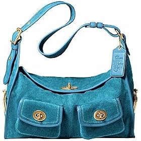 Coach Suede Haversack Shoulder Handbag Bag Tote 12797 Turquoise