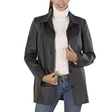 IMAGE OF BGSD Women's Five-Button Leather Car Coat - Black XL