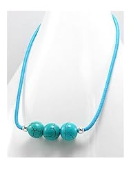 Light Sky Blue Stretch necklace In Sterling Silver Necklace