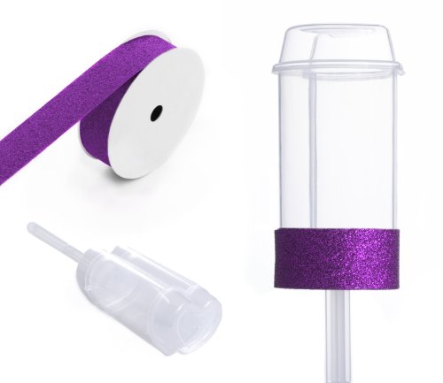 Dress My Cupcake DMC91932 Heart Shaped Clear Push Pops 100-Pack Plastic Containers with Lid DIY Kit, Plum Purple Glitter