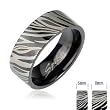 316L Stainless Steel Ring Black IP Ring with Zebra Print