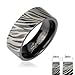 316L Stainless Steel Black IP with Zebra Print Ring 6mm, 8mm; Comes with Free Gift Box