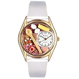 Whimsical Watches Women's C0310006 Classic Gold Baking White Leather And Goldtone Watch