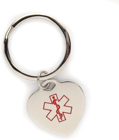 Heart Shaped Medical Alert ID Key Ring