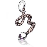 Bling Jewelry .925 Sterling Silver Black CZ Pave Champagne Snake Pendant