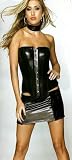 Hot! Black Rubber Look Strapless Corset, Skirt & Choker Set!