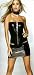 Hot! Black Rubber Look Strapless Corset, Skirt & Choker Set!
