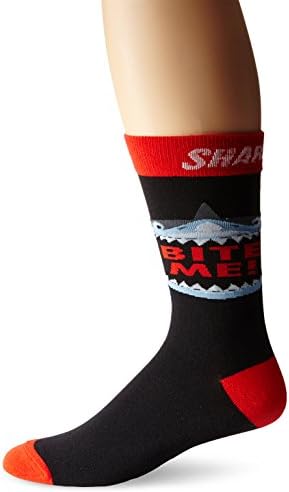 Sharknado Men's Shark Bite Crew Sock, Black, 10-13/6-12