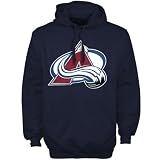 NHL Old Time Hockey Colorado Avalanche Navy Blue Big Primary Logo Pullover Hoodie Sweatshirt (X-Large)