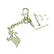 Swarovski Clear Crystal Feline Cat Shimmer Chain Key Chain Keychain Silver Tone Handbag Charm