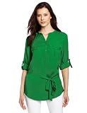 Calvin Klein Women's Solid Tunic With Self Belt, Emerald, Medium