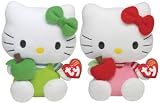 Ty Beanie Baby Hello Kitty Green and Red Apple Set