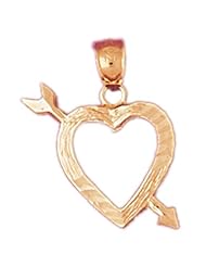 Dazzlers Solid 14k Gold Heart Cupid Arrow Charm Pendant Available in three colors from jewelsberry (weights: 1.1 grams only)