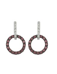 14K White Gold 8.06ct Circle of Fire Diamond & Ruby Gemstone Dangle Earrings