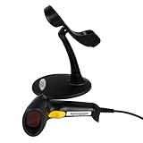 USB Barcode Scanner Wired Handheld Automatic Scanning Barcode Scanner Reader w/ Adjustable Stand (Black)