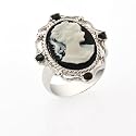 Cameo Costume Jewellery Fashion Ring. Medium, letter N, 17mm
