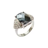 Large Black Cubic Zirconia Sterling Silver Ring Size 9