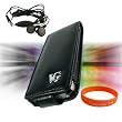 Apple iPod Nano 5th Generation (5G Video) Premium **VG BRAND** Leather Flip Case Cover **BLACK** + MP3 Player Earphones + Vangoddy ?(Trademarked) Orange Silicone Wrist Band!!!