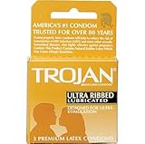 Trojan Ultra Ribbed Lubricated Condoms 6/3ct