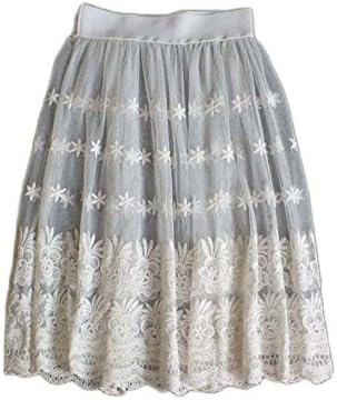 Dreamlan Women's Floral Lace Half Slip for Underskirts White