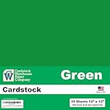 Green Cardstock 12" x 12" - 25 Pack from Cardstock Warehouse 65# Cover (Kelly Green)