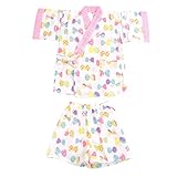 【80cm】「カラフルなちょうちょ」女の子用 日本製 やわらか二重ガーゼ甚平