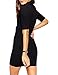 Leadingstar Women's Elegant Pure Black Half Sleeve Turtle Neck Solid Dresses