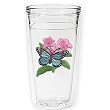 Butterfly w/Pink Flowers 12 oz Slimline Insulated Beverage Tumbler, Clear