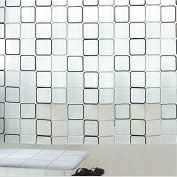 EWA Waterproof Mildew-Resistant Antibacterial Lovely Check Pattern Shower Curtain 72-Inch by 72-Inch