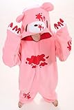 Pink Anime Pokemon Violent bear Cosplay Costume Polar Fleece Pajamas Party Sheepwear Onesie (Size S)