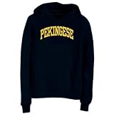 Pekingese Athletic Applique / Embroidery Chiens Sweat à capuche Femme (Bleu Marine, tailles X-Small - XXX-Large)