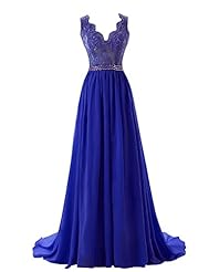 Sexy Backless Lace Chiffon Prom Dress 