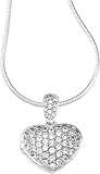 Sterling Silver Cubic Zirconia Heart Locket Necklace
