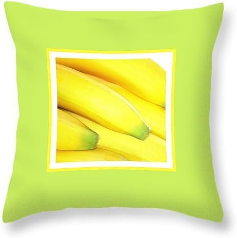 Banana Yellow Fruit Print Throw Cushion Case Cover Green 1 20"x20"