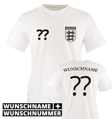 TRIKOT – ENG – WUNSCHDRUCK – Kinder T-Shirt – Weiss / Schwarz Gr. 134-146
