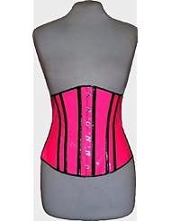 Wireless: Underbust Corset Neon Hot Pink Black Stripe Basque Steel Busk Xs - Xl Custom Size Made to Order Plus Size Free Shipping USA - alltofashion