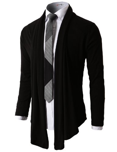H2H Mens Fashion Shawl Cardigan with Shirring Neck Line BLACK Asia L (JNSK37)