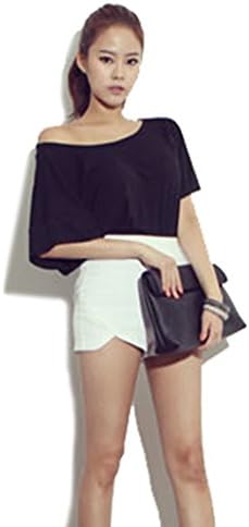 Hengpuda Wome's Cotton Short Sleeve Backless Loose Blouse Black