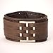 Brown leather silver buckle bracelet cuff