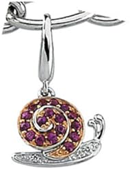 14K Two-Tone Gold Sapphire and Diamond Snail Charm/Pendant -- LIFETIME WARRANTY