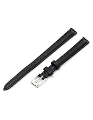 Voguestrap TX48709BK Allstrap 09mm Black Regular-Length Padded Calf-Stitched Watchband