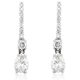 14k White Gold 5/8ctw Pear Shape Diamond Drop Earrings (HI/SI-I1)