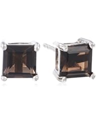 Sterling Silver 6mm Square-Cut Smoky Earrings