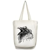 Raven Caw Crow Bird Art Open Top Tote Bag