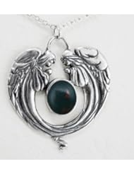 Sweet Praying Angels in Silver with Bloodstone Made in America