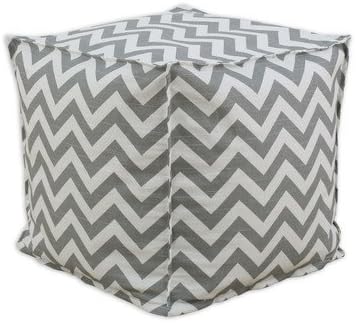 Chooty & CO Zig Zag Square Seamed Beads Hassock, 17-Inch, Ash