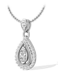 1.00 ctw Diamond Antique Style Pendant With 14k Gold Chain G SI-1