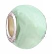 Pandora Style Charm Bead (Z189) Murano Style Lampwork Glass (13mm x 9mm) (fits Troll too) ~ Milk Green with Slight Green Metallic Undertones