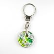 Murano Glass Keyring Jewelry - Round L Green/Silver