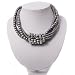 6-Row Light Grey Pearl Style Chunky Choker Necklace